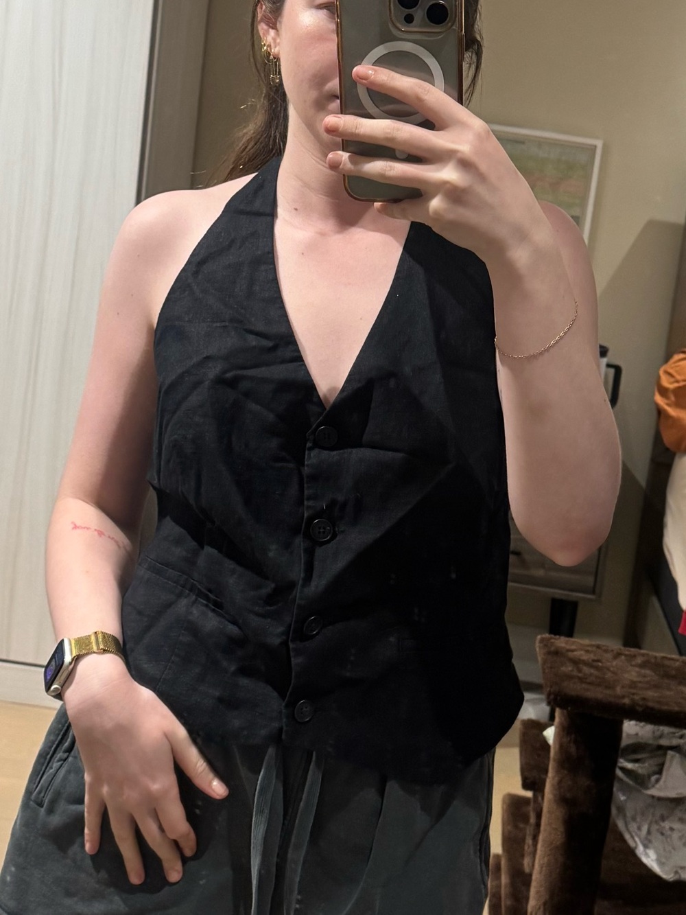 GAP Black Halter Button-Front Vest